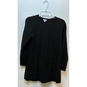 J. Jill women’s chenille cable knit 3/4 sleeve black sweater size Small #36-1695
